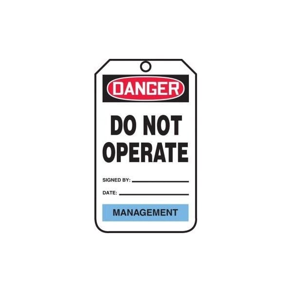 Accuform Safety Tags, DANGER DO NOT OPERATE MANAGEMENT, 5.75in x 3.25in, PF-Cardstock, 25PK TPM108CTP - main